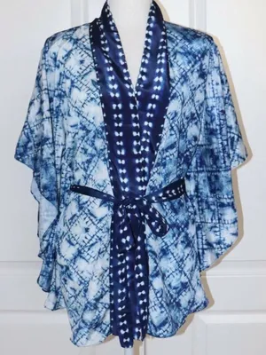 NWT Anthropologie De Novo Tate Blue Tie Dye Kimono One Size thumbnail 2