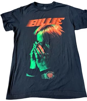 Billie Eilish Hand to Face T-Shirt | Small 💚 thumbnail 1