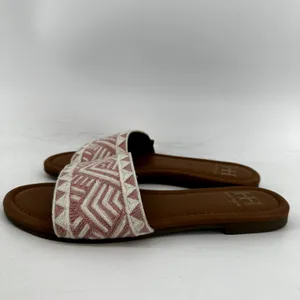 Haute Hippie Sandals Slide Wide Strap Open Toe Embroidered Aztec Print Pink 8.5 thumbnail 3