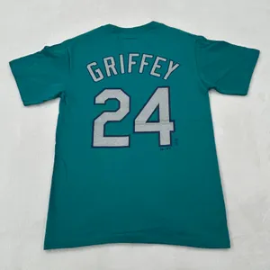Seattle Mariners Ken Griffey Jr #24 Mariner Blue Baseball Jersey Tee Shirt Adult size S thumbnail 2