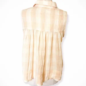 Free People Hey There Sunrise Tank Top gingham plaid check‎ pink white sz S thumbnail 10