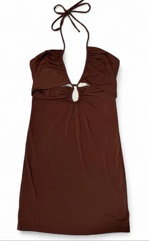 Brown halter garage dress thumbnail 1