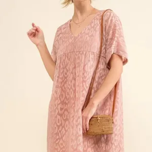And The‎ Why Woven Leopard Baby Doll Roll-Sleeve Casual Dress thumbnail 6