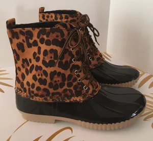Leopard Print Duck Boots, Size 11 Brown thumbnail 1