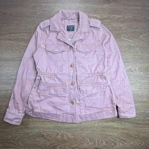Abercrombie & Fitch Utility Jacket Womens XS Pink Military Cargo Cotton NWT thumbnail 2