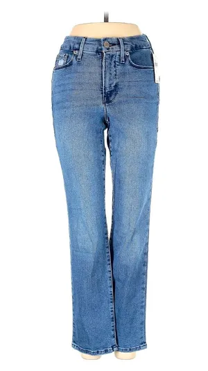 Good American new with tags xs 0 med wash straight leg jeans thumbnail 1