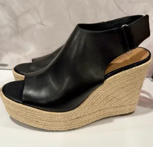 Aerosoles X Martha Stewart | Leather Espadrille Peep Toe Wedges | Sz 8.5 thumbnail 1