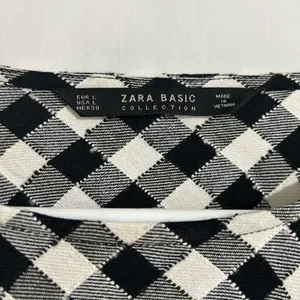 Zara Gingham Poplin Tunic‎ with Side Slit Black White Size Large thumbnail 3