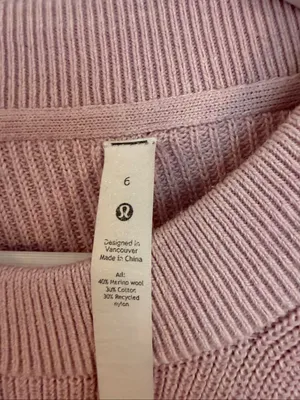 Lululemon ribbed merino wool blend lavender crewneck sweater size 6 thumbnail 3