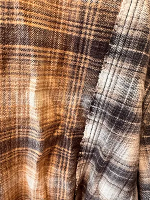 Urban Outfitters Plaid Flannel Shirt Oversized Mixed Media Brown S thumbnail 8