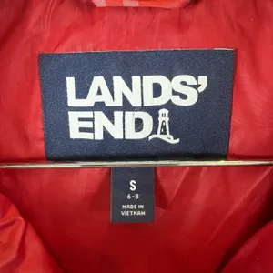 Lands' End Down Puffer Vest Womens S 6/8 Red Tartan Plaid‎ Zip Insulated thumbnail 3