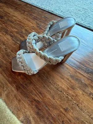 Dolce Vita Women's Paily Braided Chunky Heel Sandals Silver Rhinestone thumbnail 3