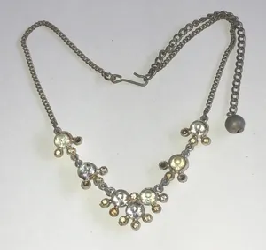 Vintage Rhinestone Accent Silver Tone Statement Necklace thumbnail 1