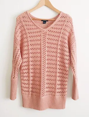 Pearl Wide Knit Oversized Fit Blush Sweater thumbnail 1