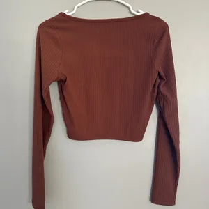 Pacsun brown ribbed long sleeve knit crop top small thumbnail 3