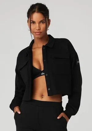 Alo Yoga Renown Jacket Black Cropped Heavyweight Shacket Womens XS / S thumbnail 1