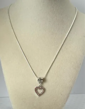 Pink Heart Sterling Silver Necklace thumbnail 2