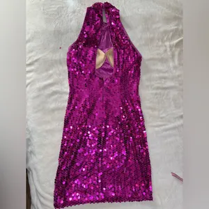 Papell Boutique Fuchsia Sequin Dress thumbnail 5