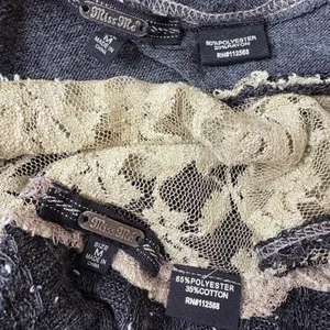 Miss Me Gray Open Front Lace Embellished Cardigan Duster Sweater and Tank Sz Med thumbnail 7