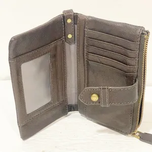 Fossil Vintage Brown Leather Multi Card Slot Change Zipper Wristlet Wallet thumbnail 2