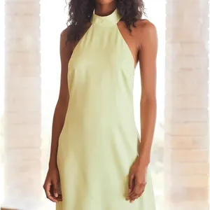 NWT Lulus Soiree Season Satin Halter Mini Dress In Light‎ Green Size Extra Large thumbnail 11