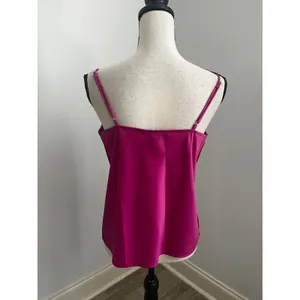 Banana Republic Pink Satin Cami‎ Small Cowl Neck Jewel Tone Minimalist Chic Top thumbnail 3