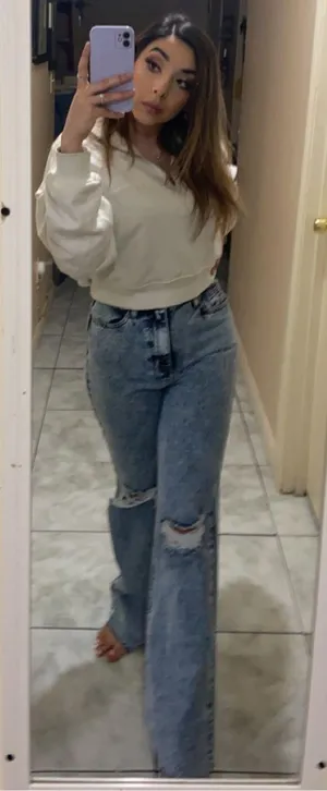 Ripped Flare Mom Jeans Blue Size 4 thumbnail 1