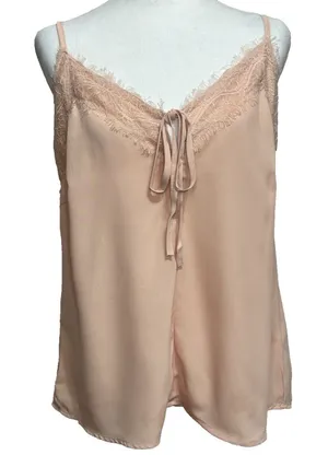 Julia Silky‎ Lace Trim Camisole Top Womens L Pink Coquette Y2K Fairy NWT Gift thumbnail 1