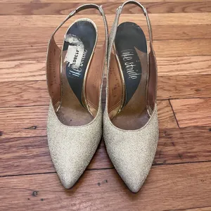 Vintage Life Stride Gold Glitter Slingback Pointed Toe Heels Size 7 AA Narrow thumbnail 2