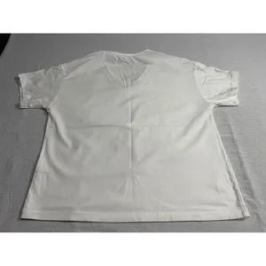 Felina Women's White V-Neck Mesh Trim Cotton Short Sleeve T-Shirt C8242 Size M thumbnail 3