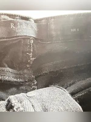 RISEN Black Distressed High Rise Denim Shorts Size S Raw Hem thumbnail 3