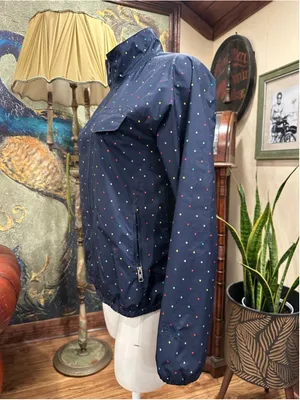 The North Face Women's Windbreaker Polka Dot Jacket Navy Blue Full Zip Size S thumbnail 5