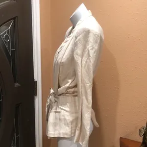 Zara Basic beige v neck wrap blazer jacket thumbnail 5