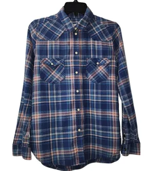 American Eagle Outfitters‎ Plaid Western Shirt Long Sleeve Button Up Size S thumbnail 1
