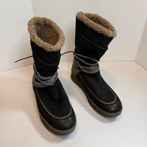 OTBT‎ Womens Black Slope Faux Shearling Lined Winter Boots Mid Calf Wrap Lace thumbnail 16