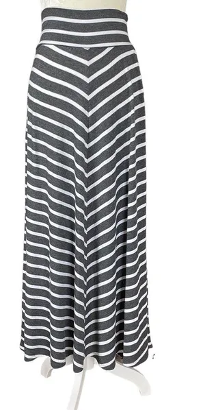 AB Studio gray and white stripe maxi skirt stretchy flowy women’s size small thumbnail 2