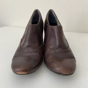 Women’s Mercedes brown rustic heeled zip‎ ankle boots booties size 6.5 thumbnail 2
