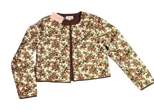 Mason's Daughter Brown Quilt Floral Cropped‎ Jacket Size: S thumbnail 1