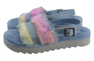 Koolaburra By UGG Fuzz D Out Women's Slippers‎ 11 M Blue Pastel NWOB thumbnail 1
