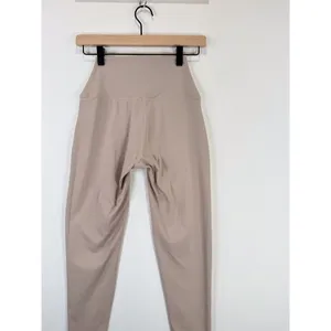 Set Active Womens Leggings Beige Sportbody Front Zip Cropped Stretch Yoga Small thumbnail 10
