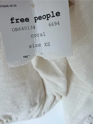 Free People NWTs Desert Sands Cream Blouse Deep V size XS Embroidered thumbnail 6