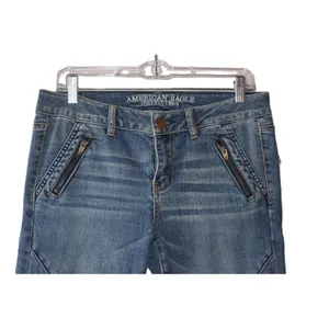 American Eagle Moto Skinny Jeans Womens Blue Good Zipper Detail Biker Denim 10L thumbnail 3