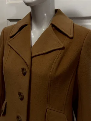 Vintage 1970s 100% Cashmere Metallic Dome Buttons Tailored A-Line Coat thumbnail 6