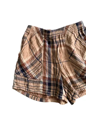 AERIE Brown Plaid High Waist Shorts Size XS thumbnail 5
