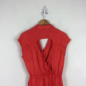 Anthropologie Maeve Open-Back Satin Wrap Midi Dress Orange Small Resort Wear thumbnail 15
