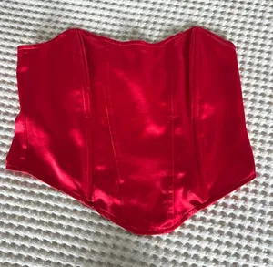 Princess Polly Red Satin Corset Crop Top thumbnail 1
