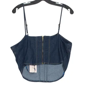 NWT Sincerely Jules Crop Top Denim Minimalist Retro Boho Cowgirl Western Blue XL thumbnail 4