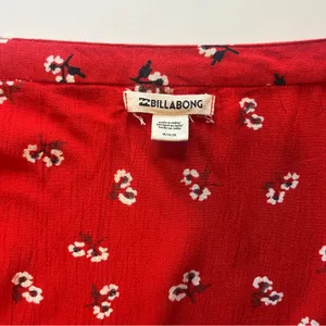 Billabong Dancing Till Dawn Red Floral Midi Wrap Skirt Size Medium thumbnail 7