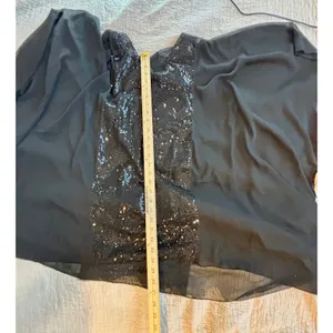 Black Sequin Kaftan Top Sheer Batwing Sleeve Oversized Party Blouse goth thumbnail 3
