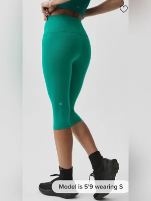 Alo Yoga NWT 16” High Waist Airbrush Capri Leggings Emerald Isle Green Size L thumbnail 2